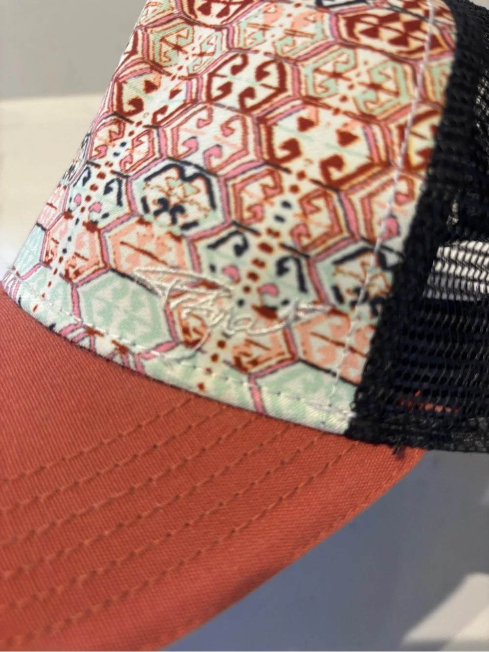 Prana Coral Brim Patterned Trucker Hat